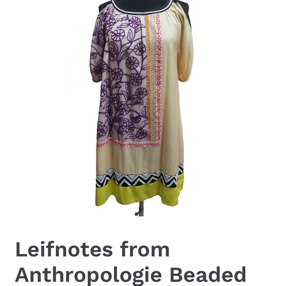 Leifnotes Anthropologie dress beaded size 6 open shoulder - Picture 10 of 10